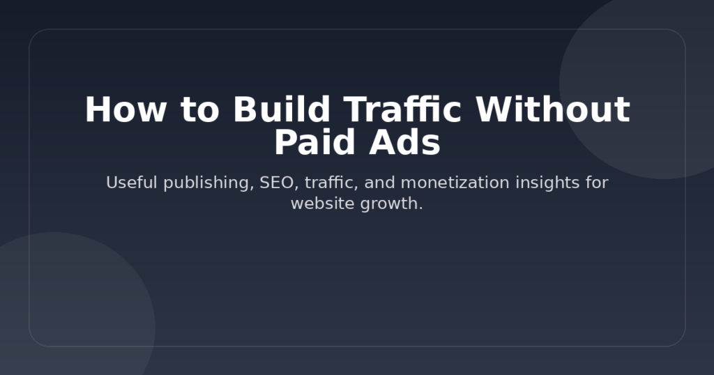Website owner checking analytics on a laptop with organic traffic growth charts and social media icons